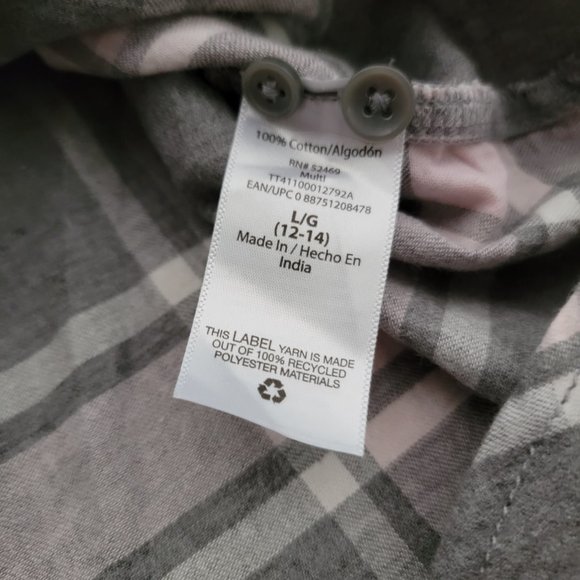 Time and Tru Gray and Pink Plaid Flannel Button Down Large - Picture 16 of 16